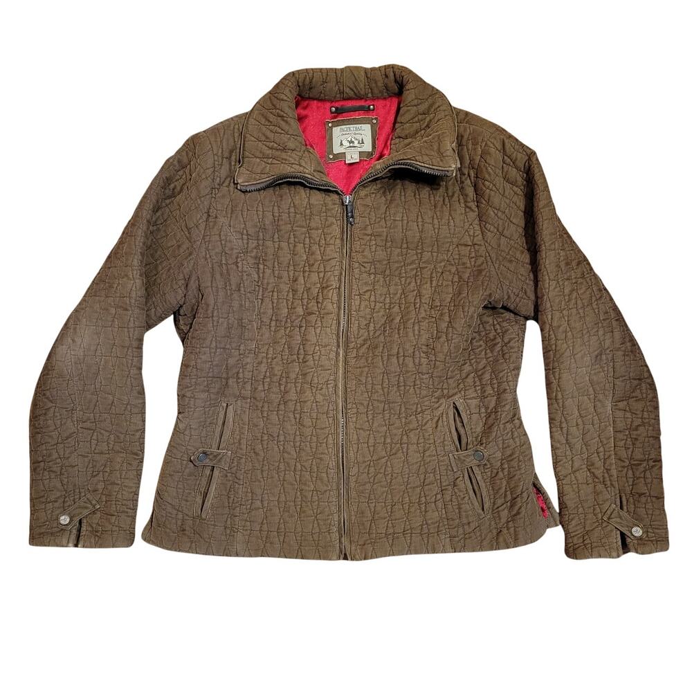 Vintage Pacific Trail Corduroy Full Zip Quilted Filled Jacket Brown Womens Large